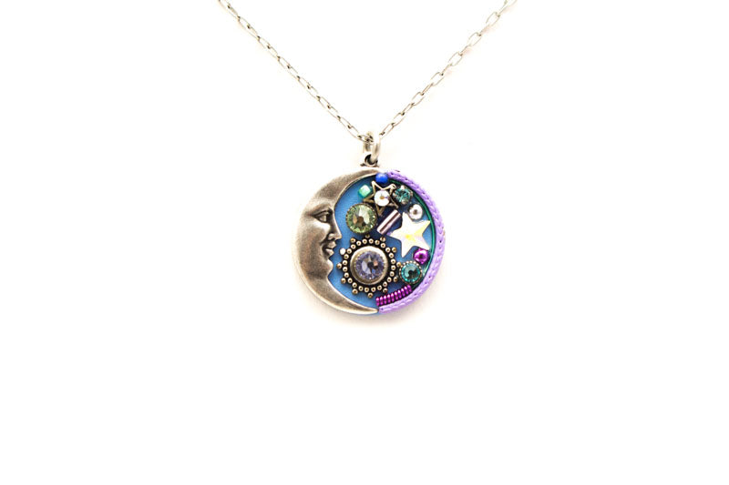 Lavendar Midnight Moon Pendant Necklace by Firefly Jewelry