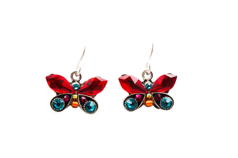 Red Petite Butterfly Earrings by Firefly Jewelry