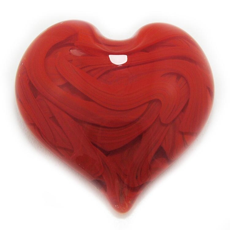 Heart in Red Handblown Glass Paperweight