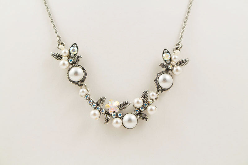 White Pearls Flora Necklace by Firefly Jewelry