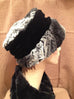 Chinchilla in Black with Black Velvet Luxury Faux Fur Ana Cloche Style Hat: Size Large