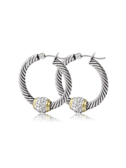 Antiqua Pave Twisted Wire Hoop Earrings by John Medeiros