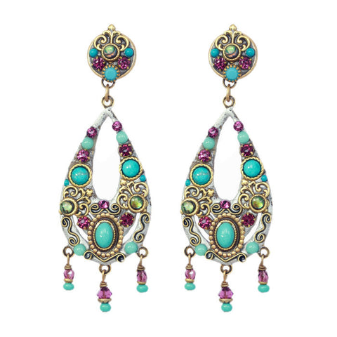Turkish Bazaar Two Part Design Tear Drop Earrings by Michal Golan