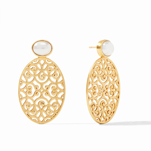 Vienna Statement Earring Gold Pearl by Julie Vos