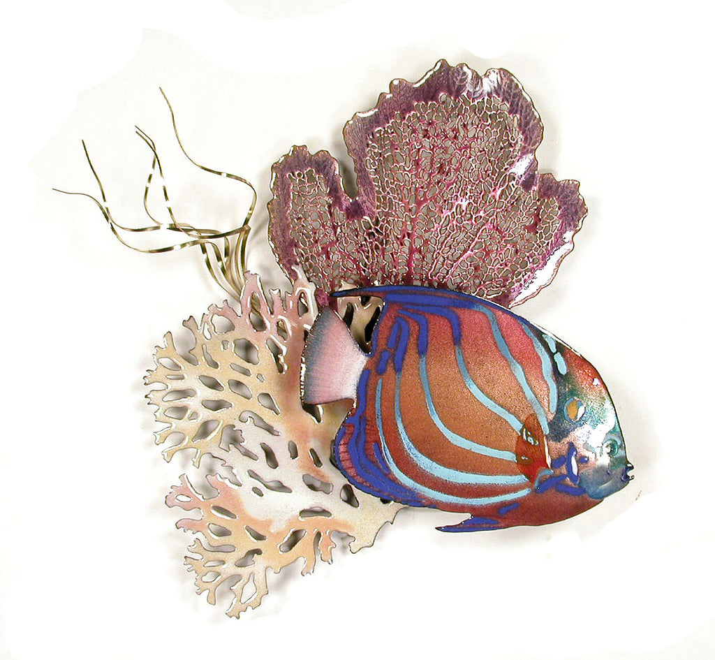 Blue Ring Angelfish & Sea fans Wall Art by Bovano