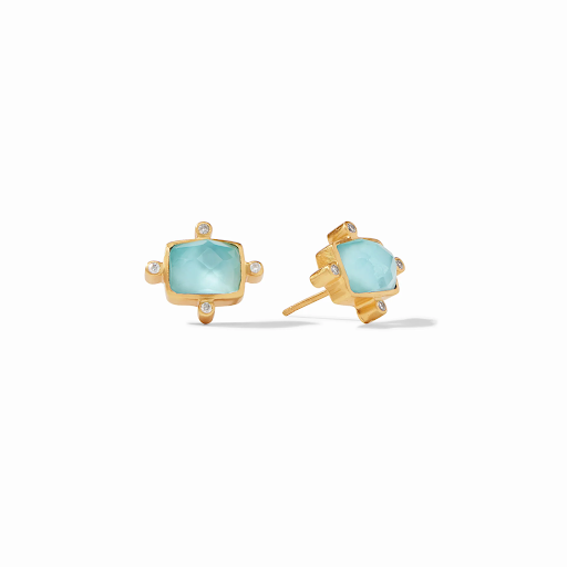 Clara Gold Iridescent Bahamian Blue Stud Earrings by Julie Vos