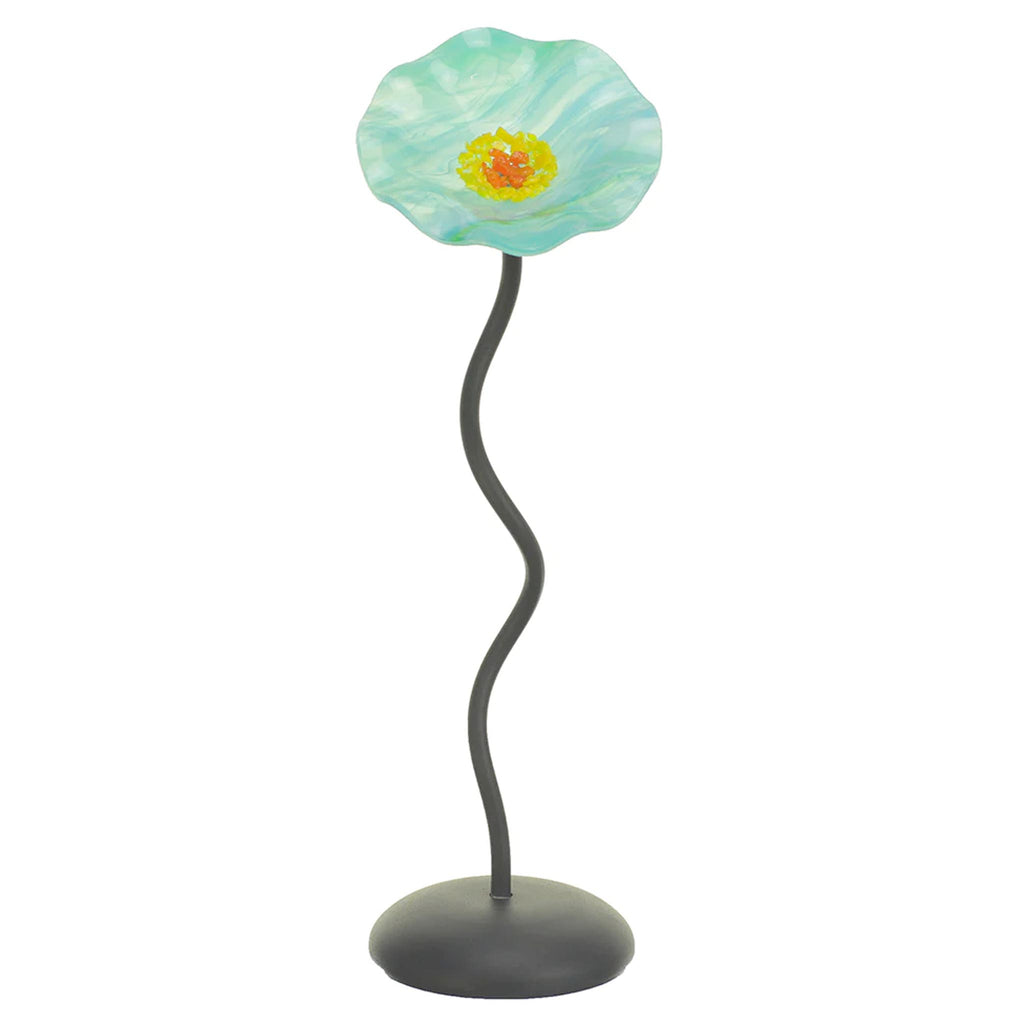 Jade Black Base Single Handblown Glass Flower