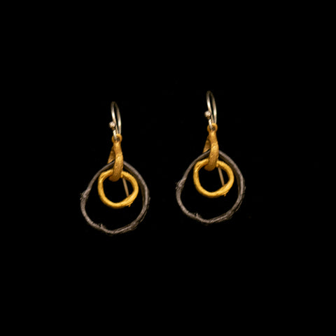 Petite Driftwood 2 Link Hoop Wire Earrings by Michael Michaud