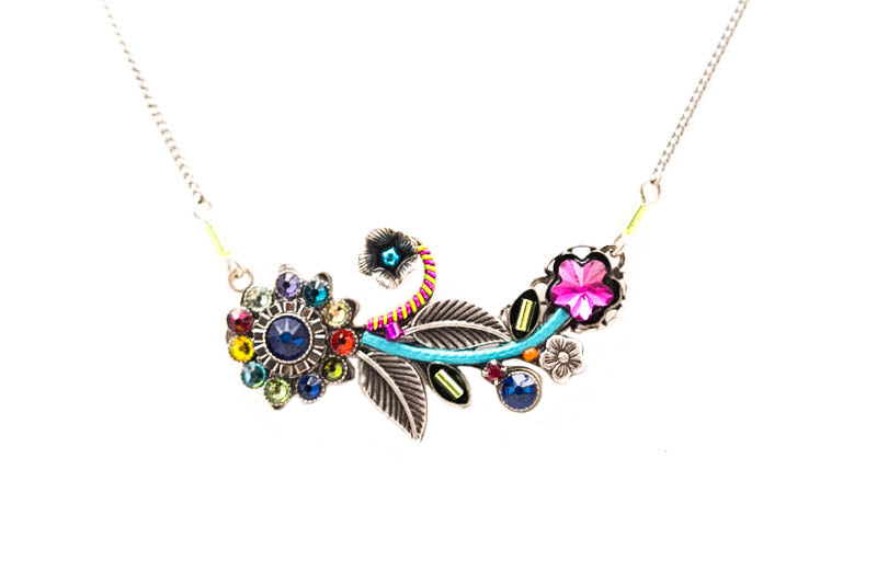 Multi Color Botanical Flower Necklace by Firefly Jewelry