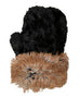 Cuddly in Black and Cuddly Sand with Red Fox Luxury Faux Fur Mittens