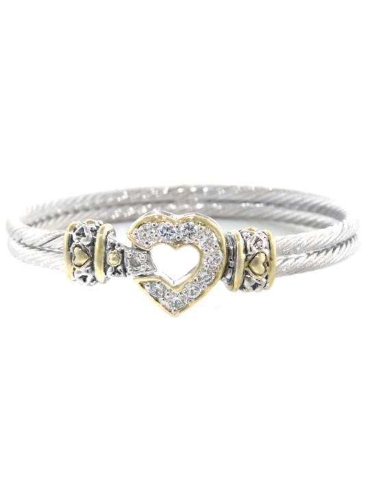 Heart Collection Pave Heart Double Wire Bracelet by John Medeiros
