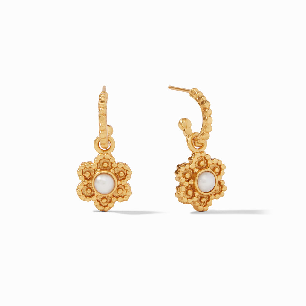 Colette Hoop & Charm Earrings Gold Pearl by Julie Vos