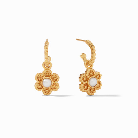 Colette Hoop & Charm Earrings Gold Pearl by Julie Vos