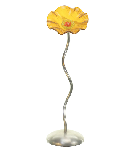 Caramel Silver Base Single Handblown Glass Flower
