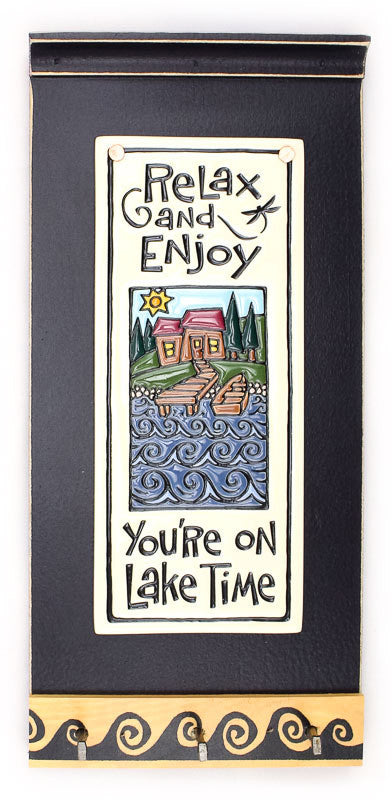 Lake Time Ceramic Tile on Wooden Key Holder
