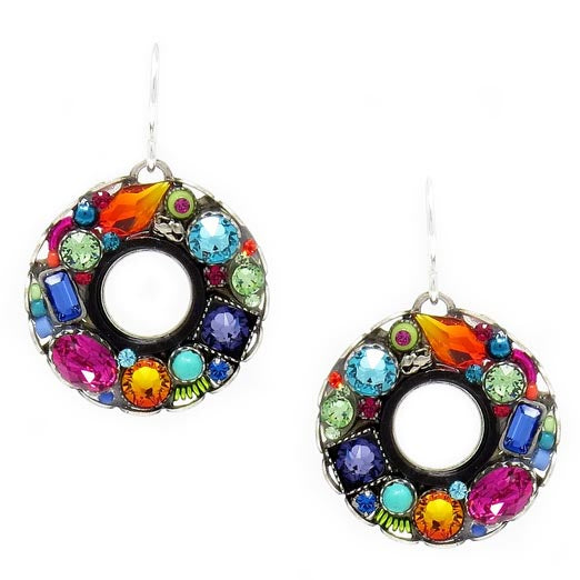 Multi Color Bejeweled Large Hoop Earrings by Firefly Jewelry