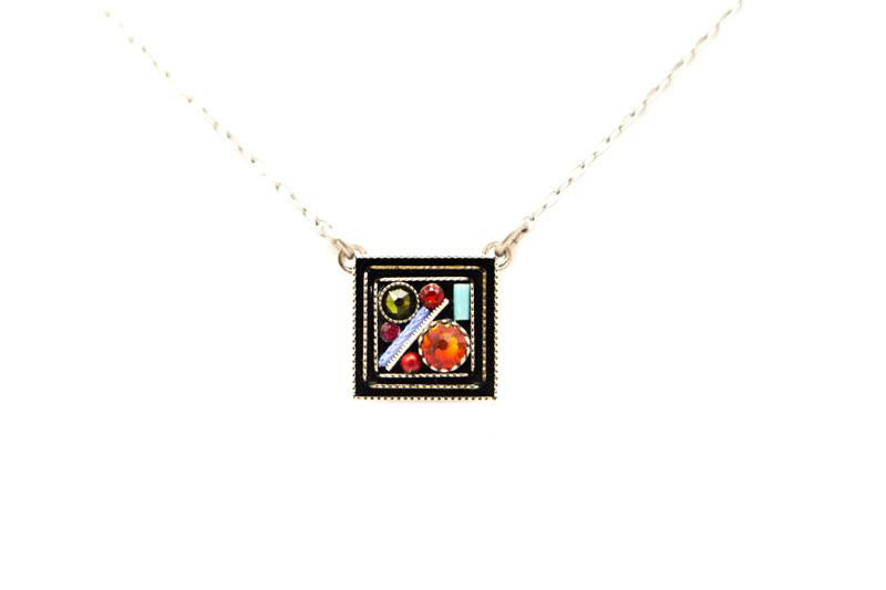 Tangerine Single Square Necklace by Firefly Jewelry