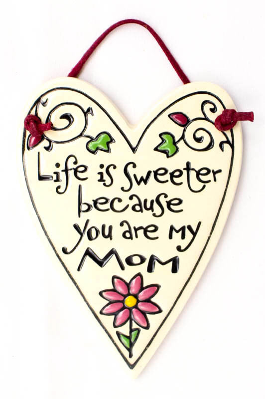 Life Is Sweeter Mom Charmer Heart Shaped Ceramic Tile