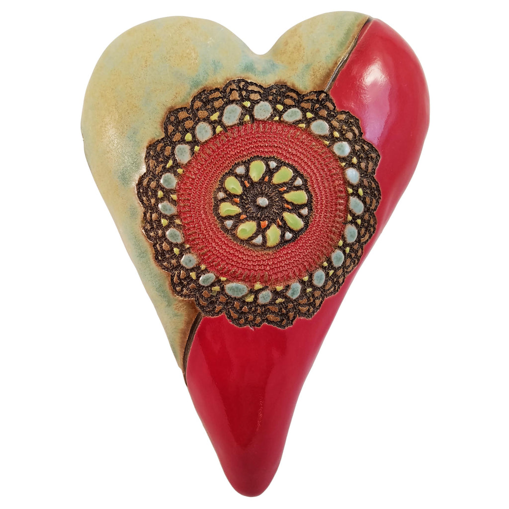 Cirque Medallion Red Ceramic Wall Art by Laurie Pollpeter