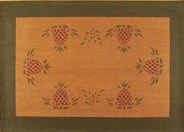 Pineapple Floorcloth with Green Border in Light Green - Size 24" x 36"