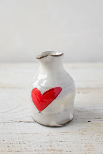 Heart Mini Pitcher Hand Painted Ceramic