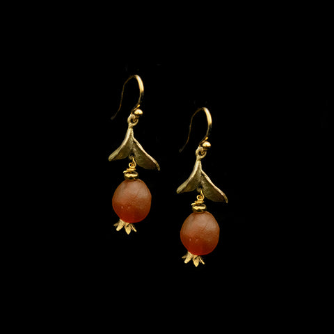 Pomegranate Drop Wire Earrings By Michael Michaud