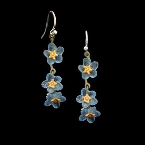 Forget Me Not Triple Flower Wire Earrings by Michael Michaud