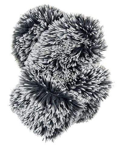 Silver Tipped Fox in Blue Steel with Cuddly Sand Luxury Faux Fur Mittens