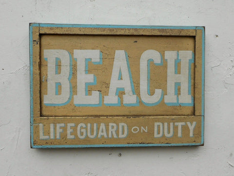 Beach Lifeguard on Duty Yellow with Blue Trim Americana Art