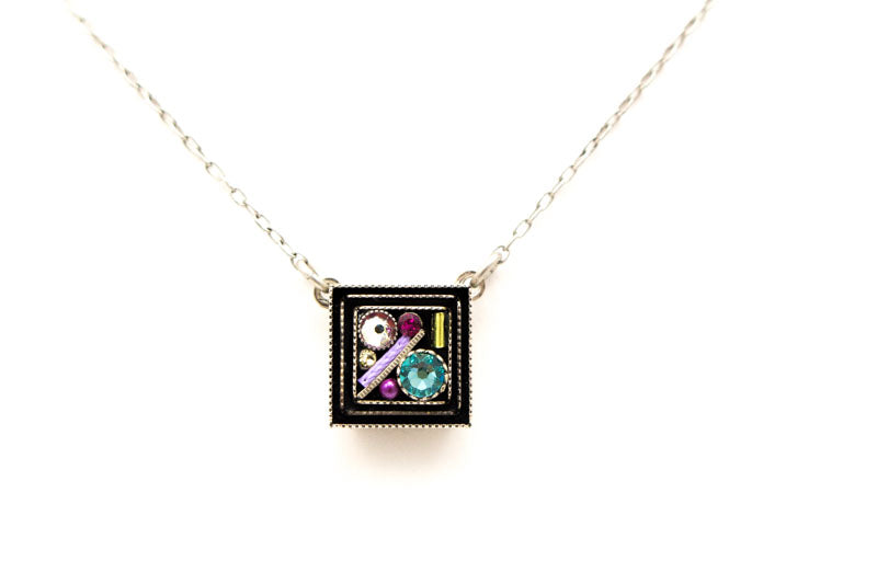 Light Turquoise Single Square Necklace by Firefly Jewelry