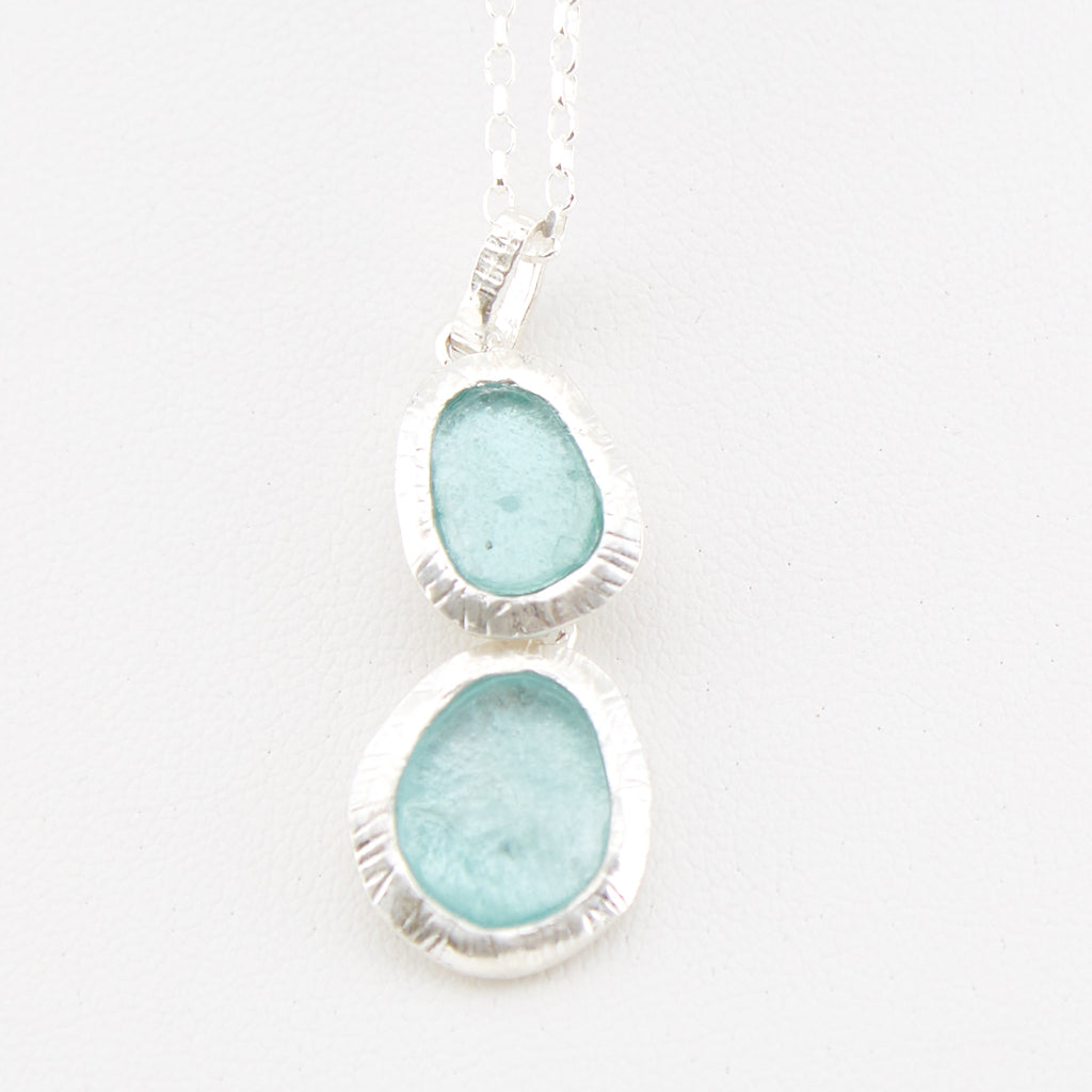 Double Drop Washed Roman Glass Necklace