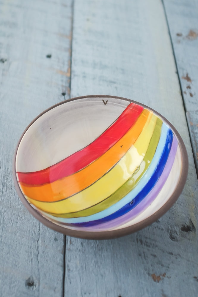 Rainbow Small Bowl Hand Painted Ceramic