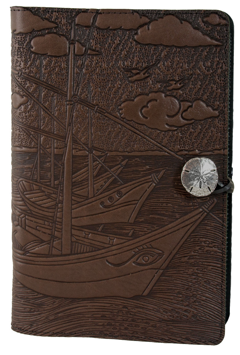 Small Leather Journal - Van Gogh Boats in Chocolate