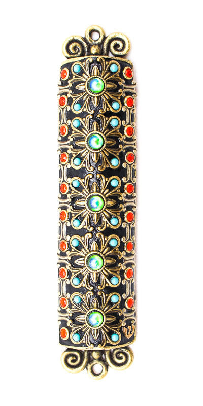 Gold and Turquoise Mezuzah by Michal Golan