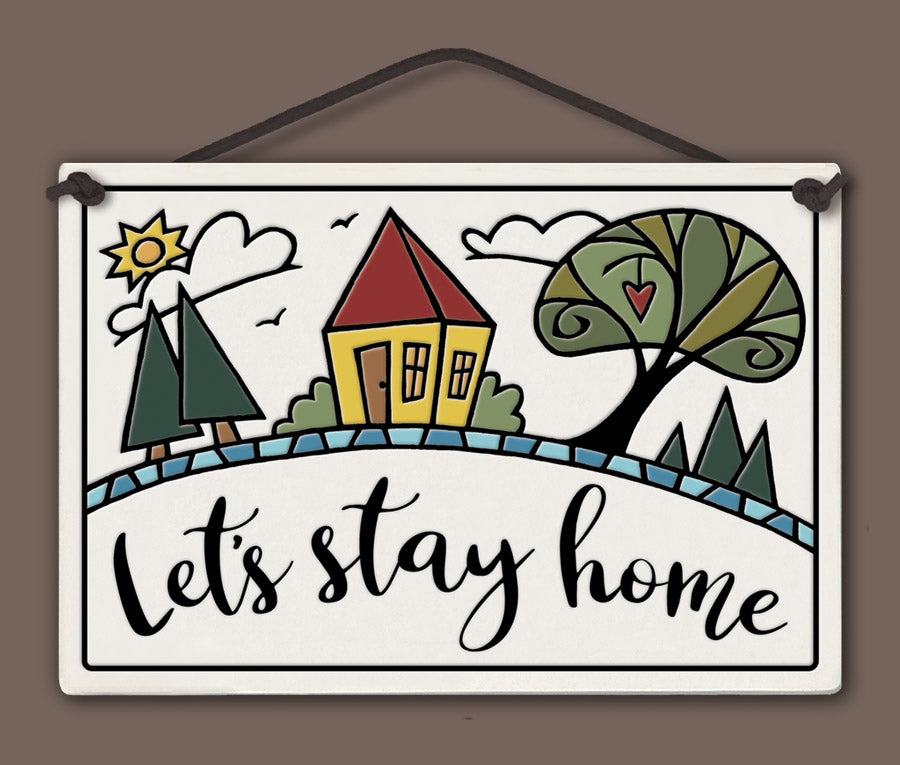 Let's Stay Home Large Rectangle Ceramic Tile