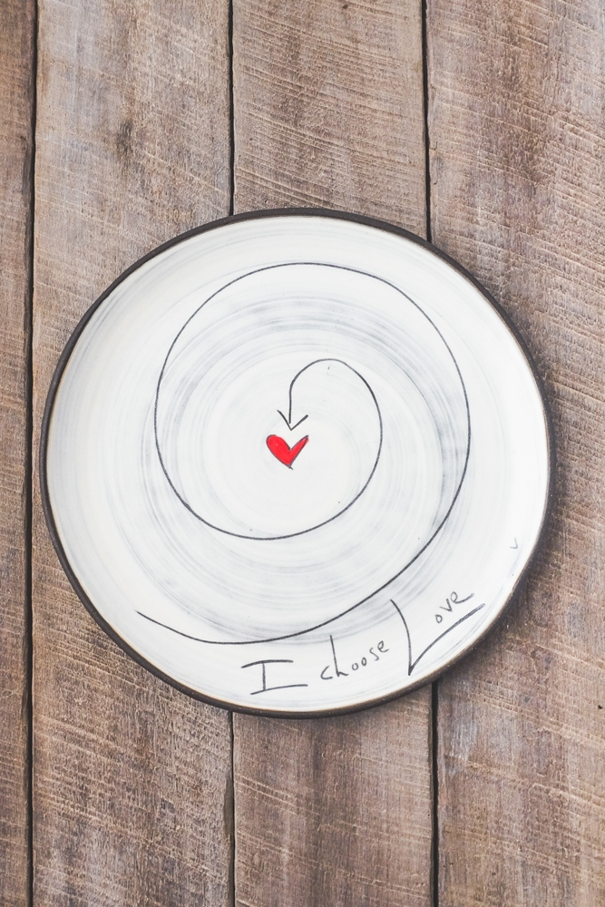 I Choose Love Large Round Plate Hand Painted Ceramic