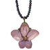 African Violet Pendant on Pearl 16 inch Necklace by Michael Michaud