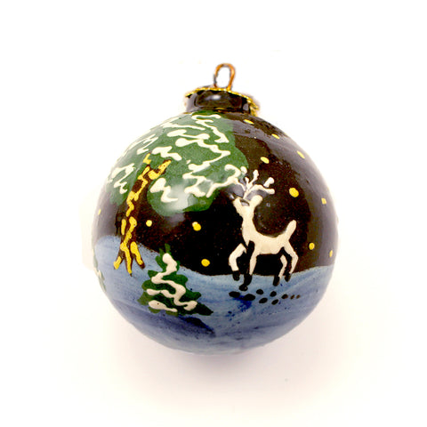 Fox and Deer Small Ceramic Ornament