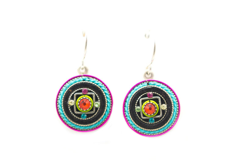 Multi Color Medium Round Earrings by Firefly Jewelry