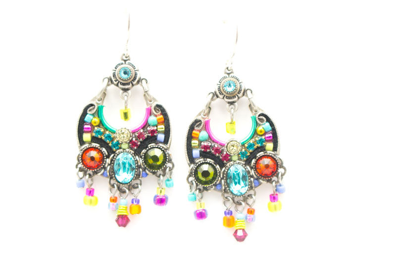 Multi Color Hoop Chandlier Earrings by Firefly Jewelry