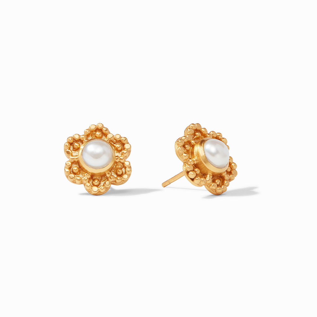 Colette Stud Earrings Gold Pearl by Julie Vos