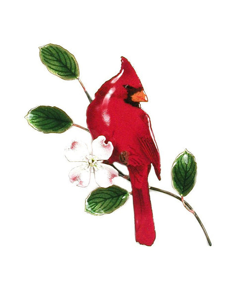 Male Cardinal on Dogwood Wall Art by Bovano Cheshire