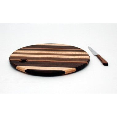 Round Cutting Board with Stripes in Maple - Size 12"