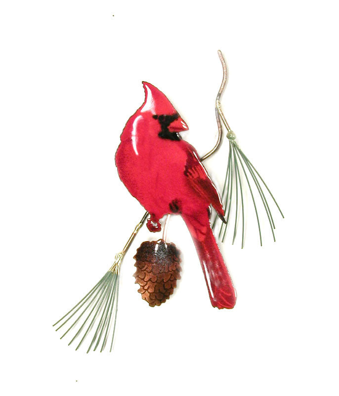 Male Cardinal on Pine Wall Art by Bovano Cheshire
