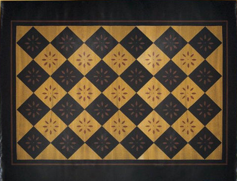Diamond with Starburst Floorcloth with Border in Antique - Size 4 feet x 5 feet