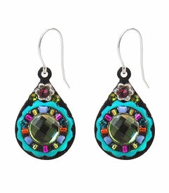 Multi Color Mirrored Circle Drop Earrings by Firefly Jewelry