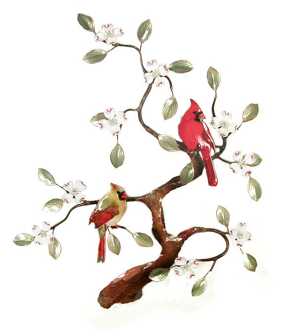 Cardinals (2) in Dogwood Tree Wall Art by Bovano Cheshire