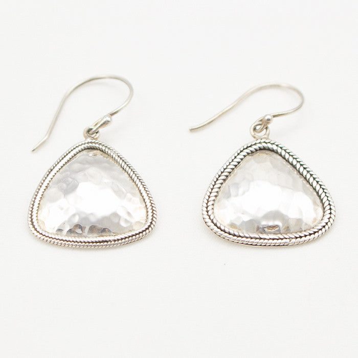 Sterling Silver Hammered Triangle with Braid Earrings