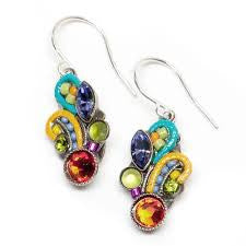 Multi Color Fleur Mosaic Earrings by Firefly Jewelry