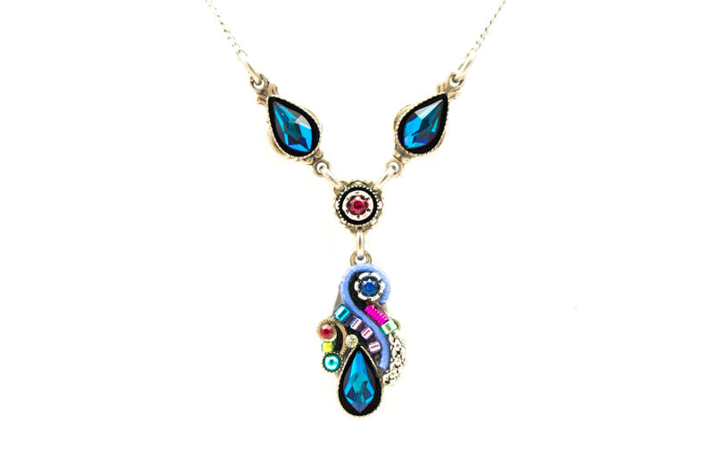 Bermuda Blue Lily Drop Necklace by Firefly Jewelry